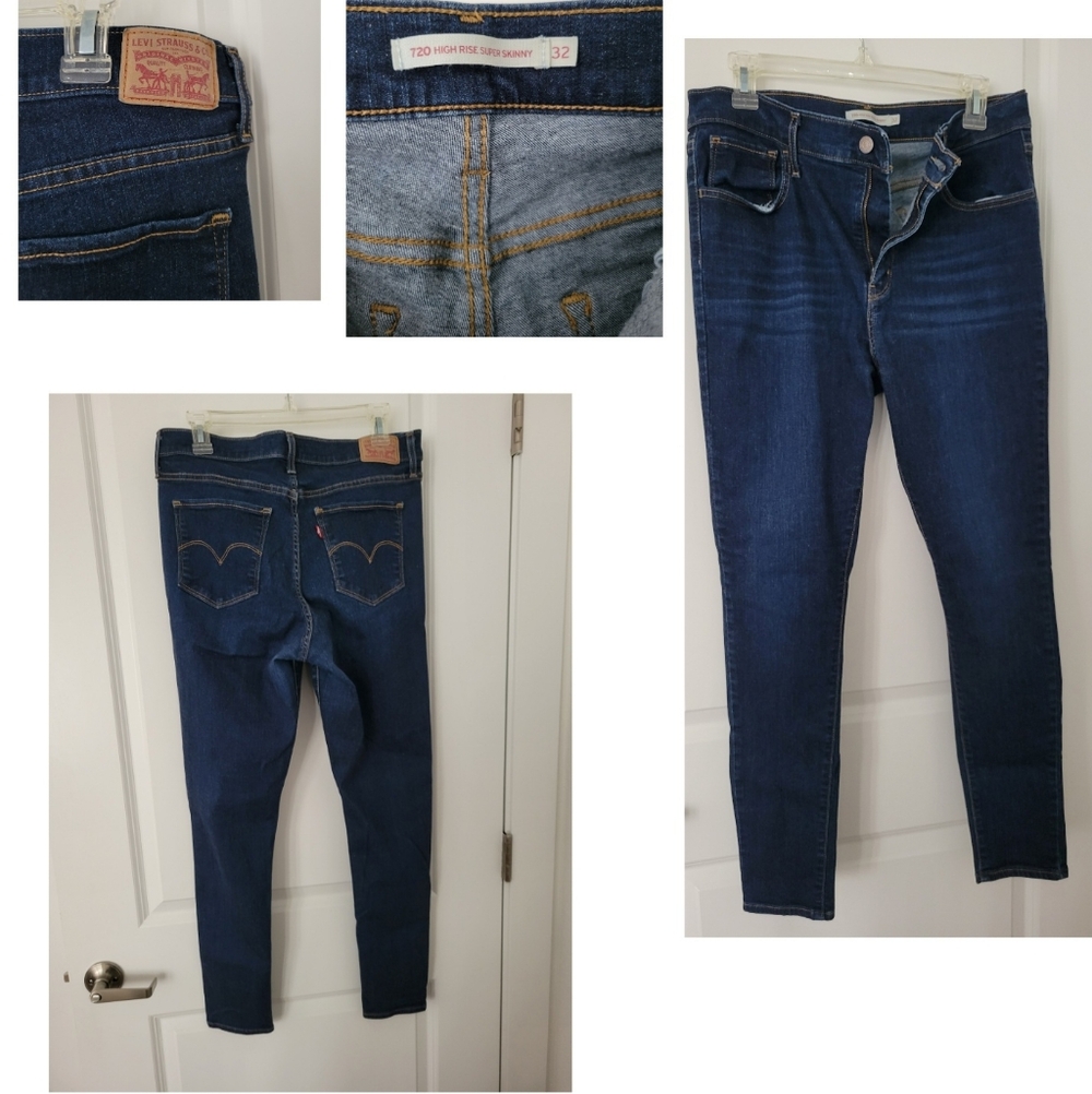 Levi's Women's Dark Blue High-Rise Jeans 32/30 - Picture 2 of 6